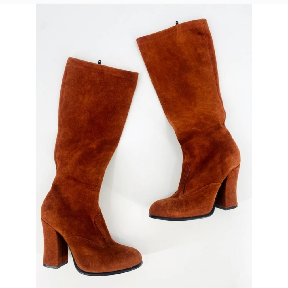 Zodiac Suede Burnt Orange retro vintage boots